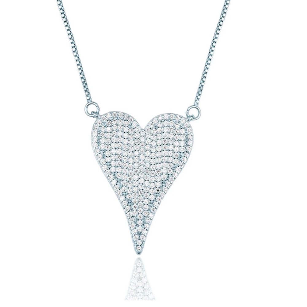 NWT Heart Pendant Necklace Cubic Zirconia Stones